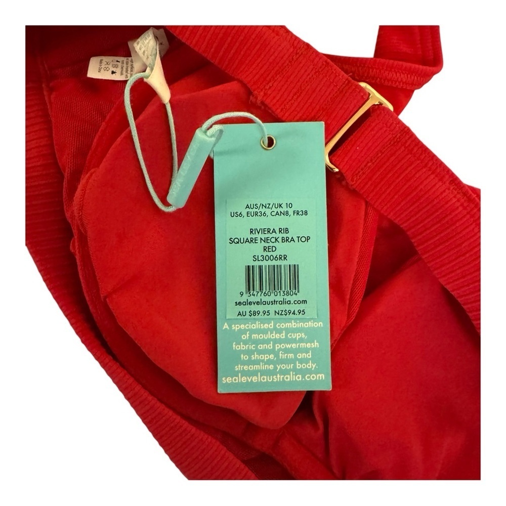 Sea Level Riviera Rib Square Neck B-Dd Cup Bikini Top - Red Nwt — image 7 of 8